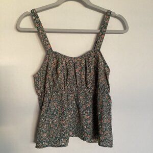 NWT Pink Rose Ditsy Floral Swing Tank Top Teal Floral Size Small